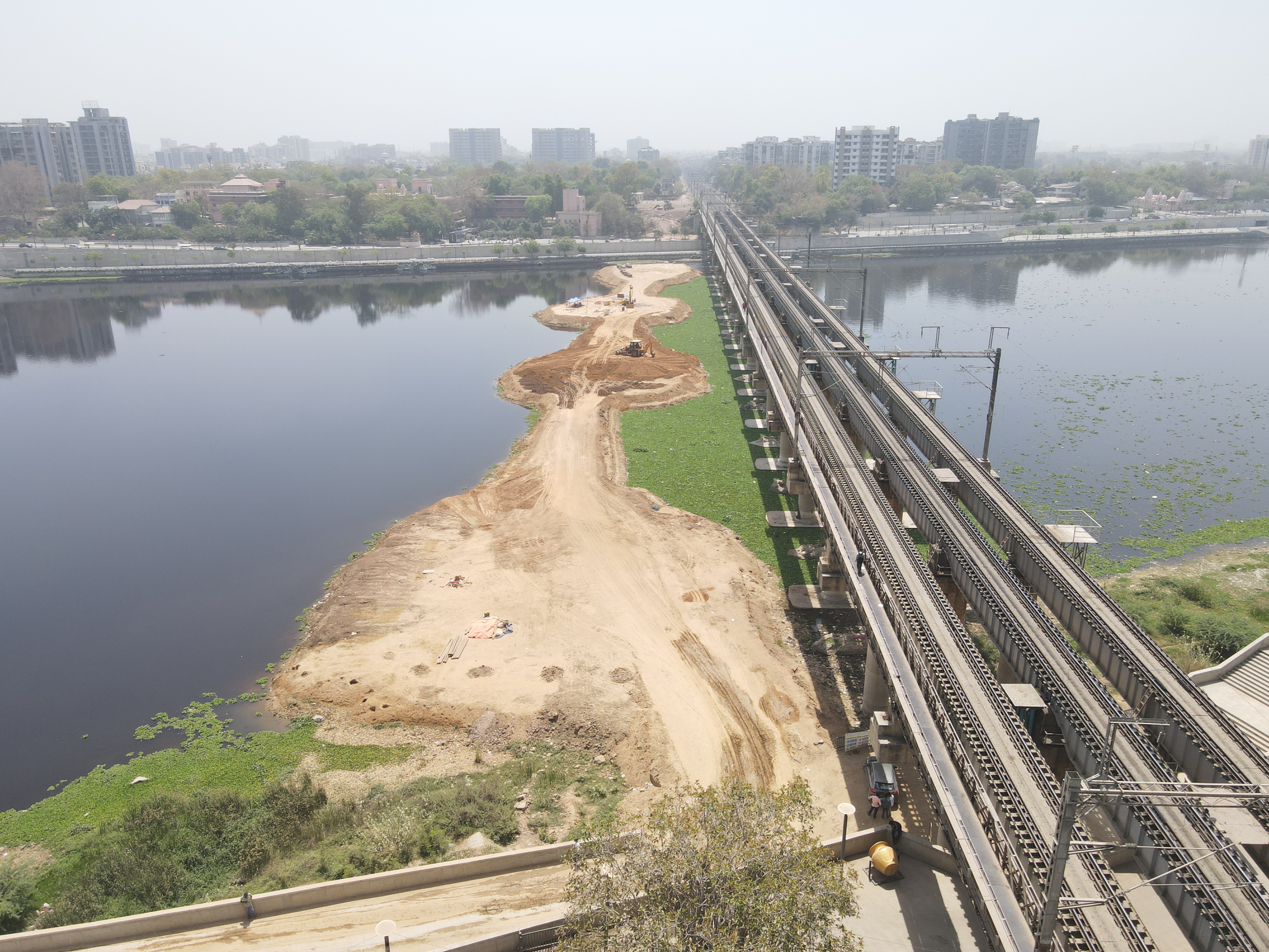 MAHSR Viaduct construction through SBS (Over-slung) method at Ahmedabad District, September 2023