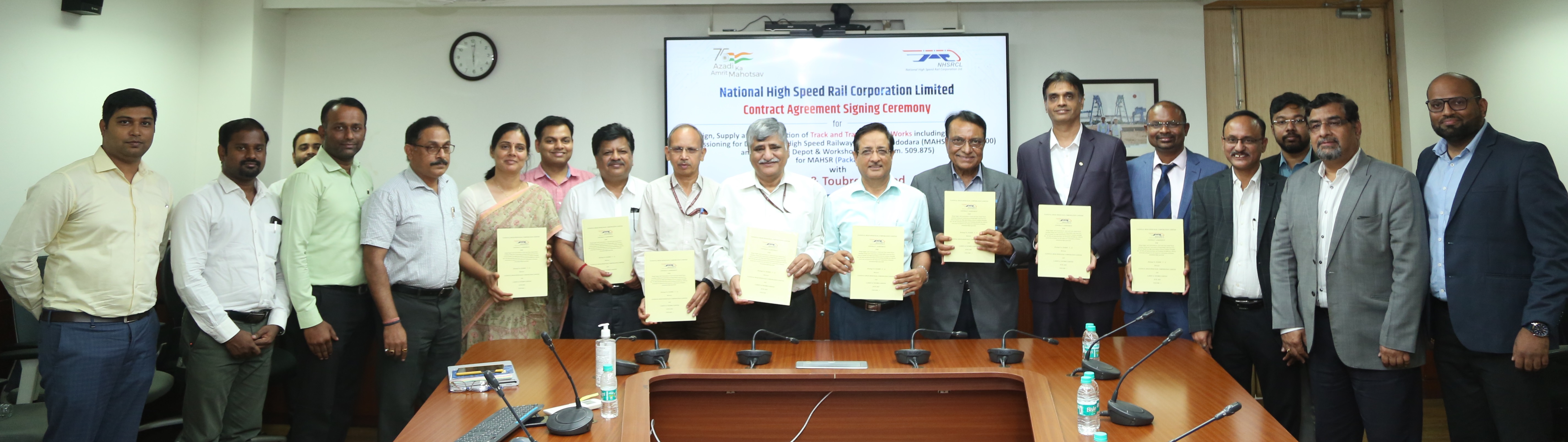 NHSRCL signed a contract agreement with Larsen & Toubro Limited for the design, supply and construction of Track and Track related works for MAHSR (T-3 Package) on 10th June 2022.